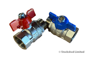 Ball valve set 2 pieces 3/4" (red/blue)